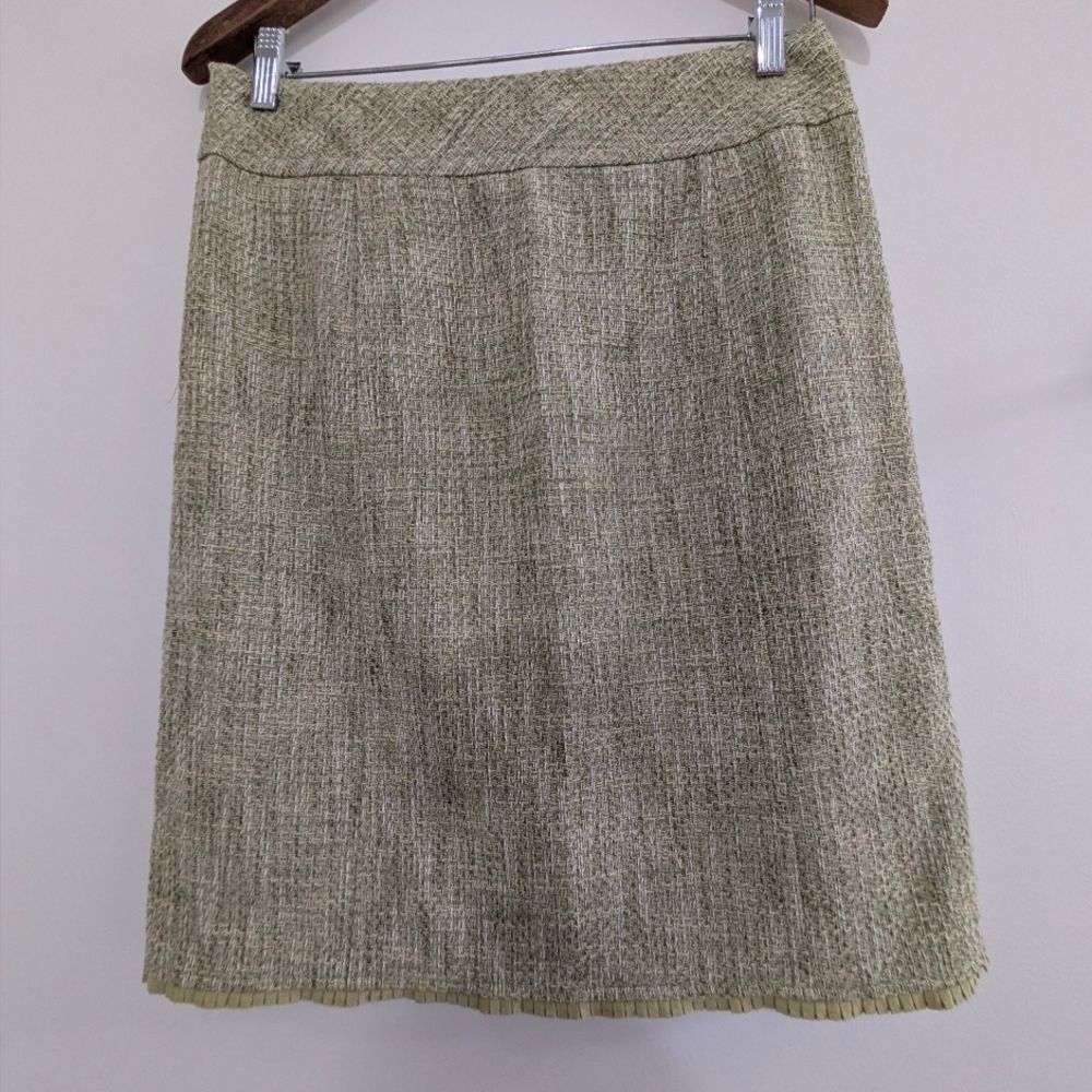 Ann Taylor Chartreuse Green Tweed Pencil Skirt Size 4 Poetcore Office Siren - Picture 6 of 6